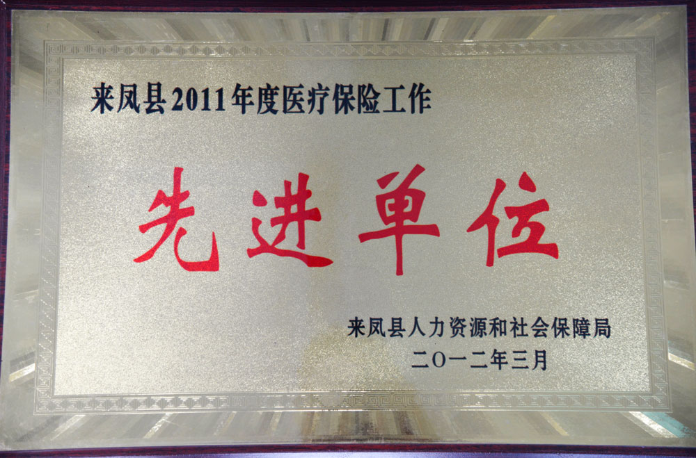 来凤县2011年度医疗保险工作先进单位。.jpg